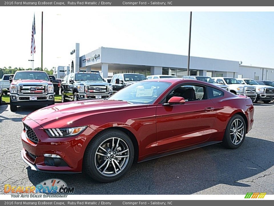 2016 Ford Mustang EcoBoost Coupe Ruby Red Metallic / Ebony Photo #3