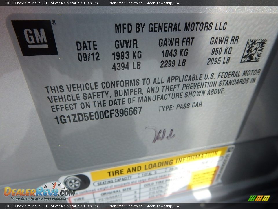 2012 Chevrolet Malibu LT Silver Ice Metallic / Titanium Photo #29