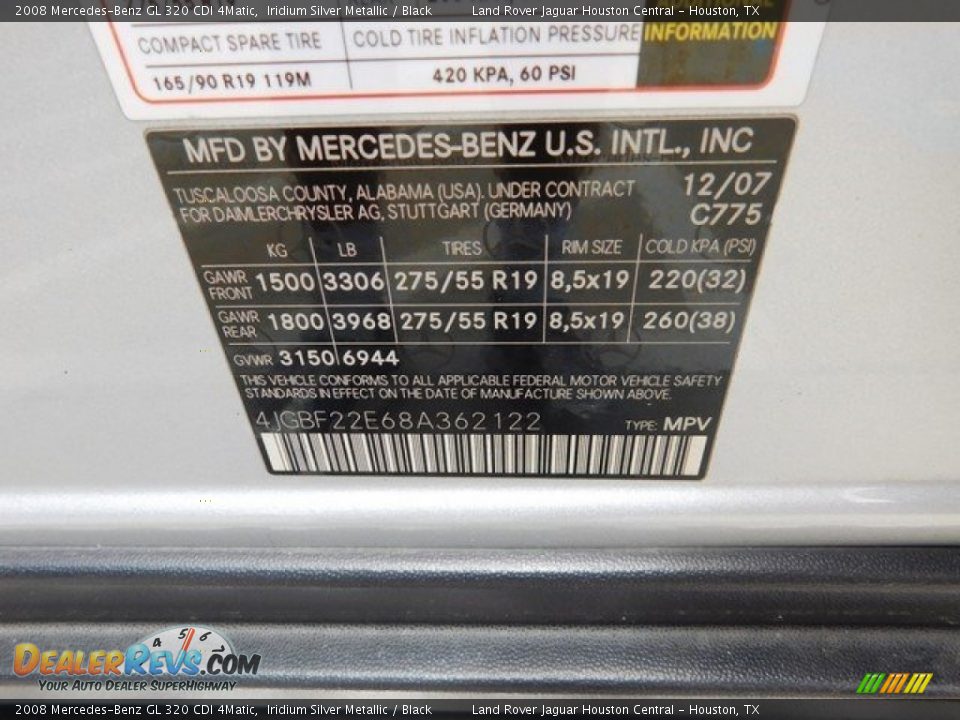 2008 Mercedes-Benz GL 320 CDI 4Matic Iridium Silver Metallic / Black Photo #36