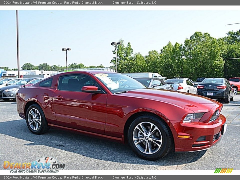 2014 Ford Mustang V6 Premium Coupe Race Red / Charcoal Black Photo #1