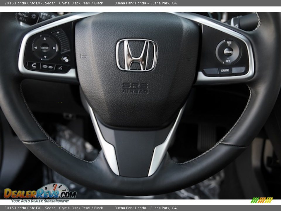 2016 Honda Civic EX-L Sedan Crystal Black Pearl / Black Photo #10