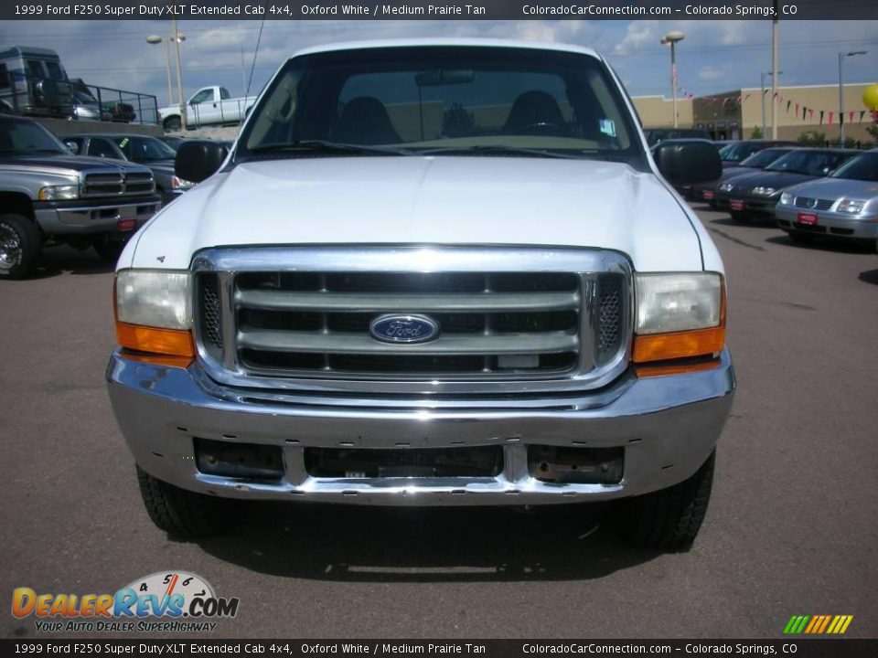 1999 Ford F250 Super Duty XLT Extended Cab 4x4 Oxford White / Medium Prairie Tan Photo #1