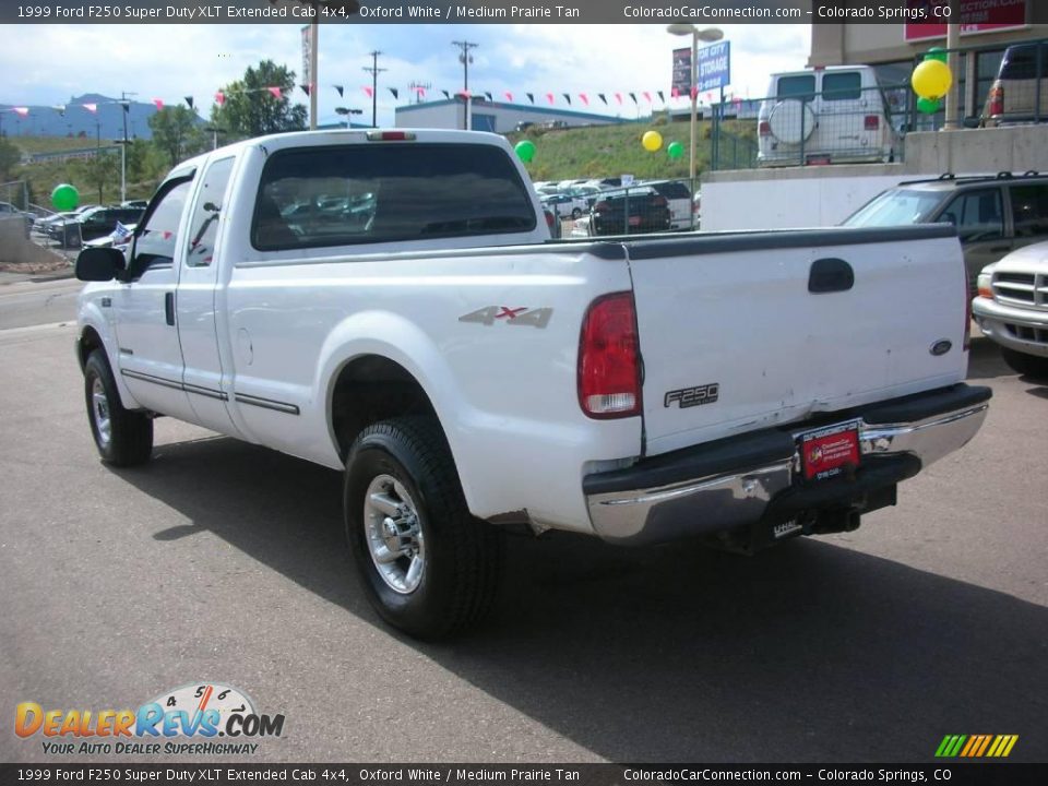 1999 Ford F250 Super Duty XLT Extended Cab 4x4 Oxford White / Medium Prairie Tan Photo #3