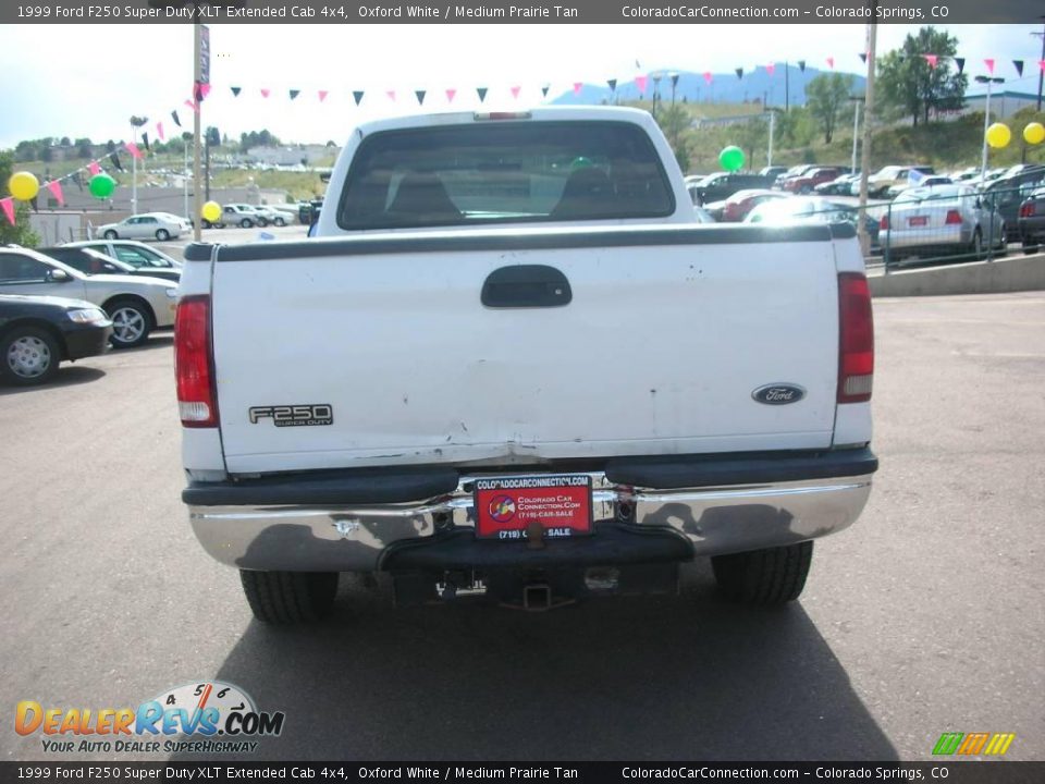 1999 Ford F250 Super Duty XLT Extended Cab 4x4 Oxford White / Medium Prairie Tan Photo #4