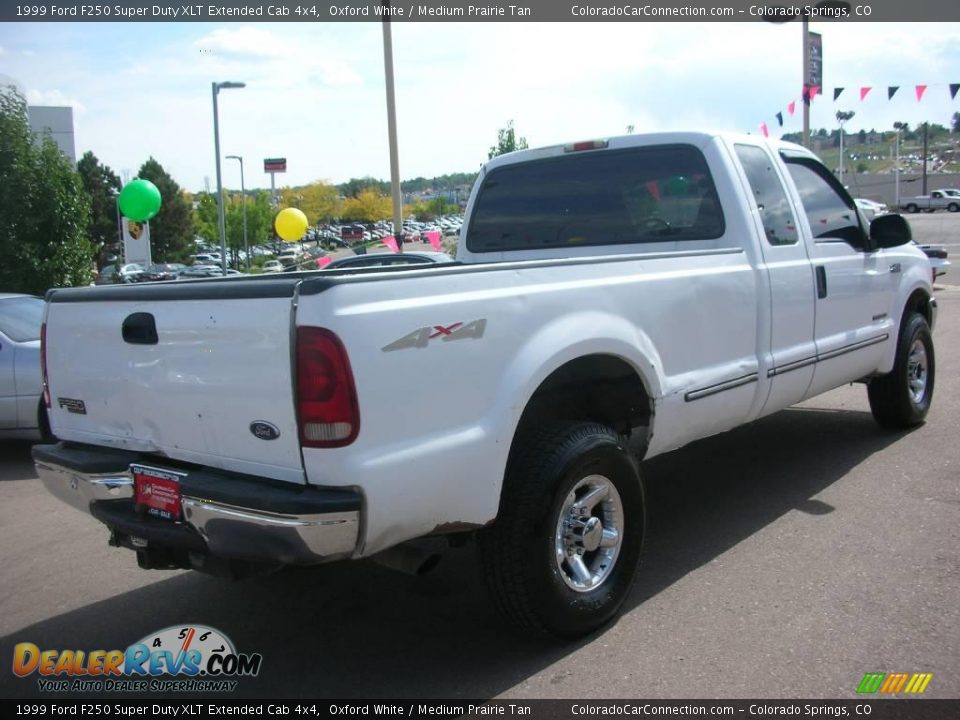 1999 Ford F250 Super Duty XLT Extended Cab 4x4 Oxford White / Medium Prairie Tan Photo #5