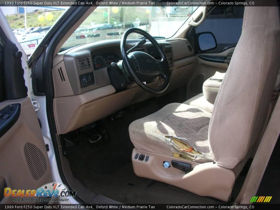 1999 Ford F250 Super Duty XLT Extended Cab 4x4 Oxford White / Medium Prairie Tan Photo #11