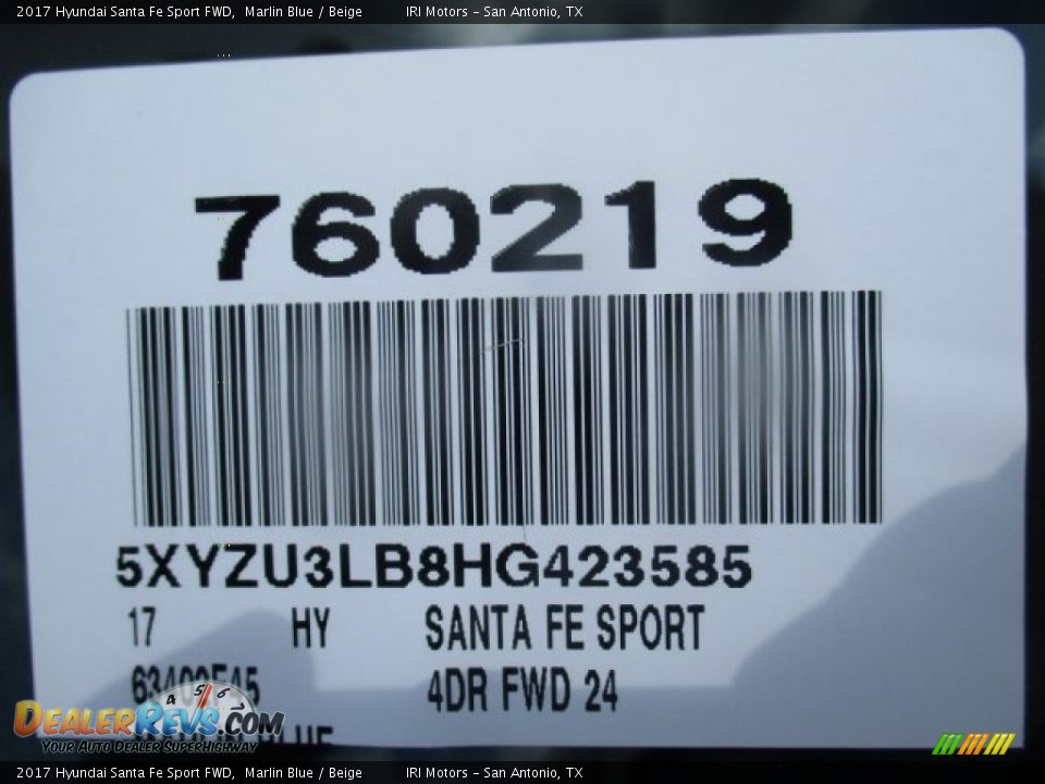 2017 Hyundai Santa Fe Sport FWD Marlin Blue / Beige Photo #22