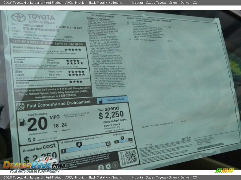 2016 Toyota Highlander Limited Platinum AWD Midnight Black Metallic / Almond Photo #11