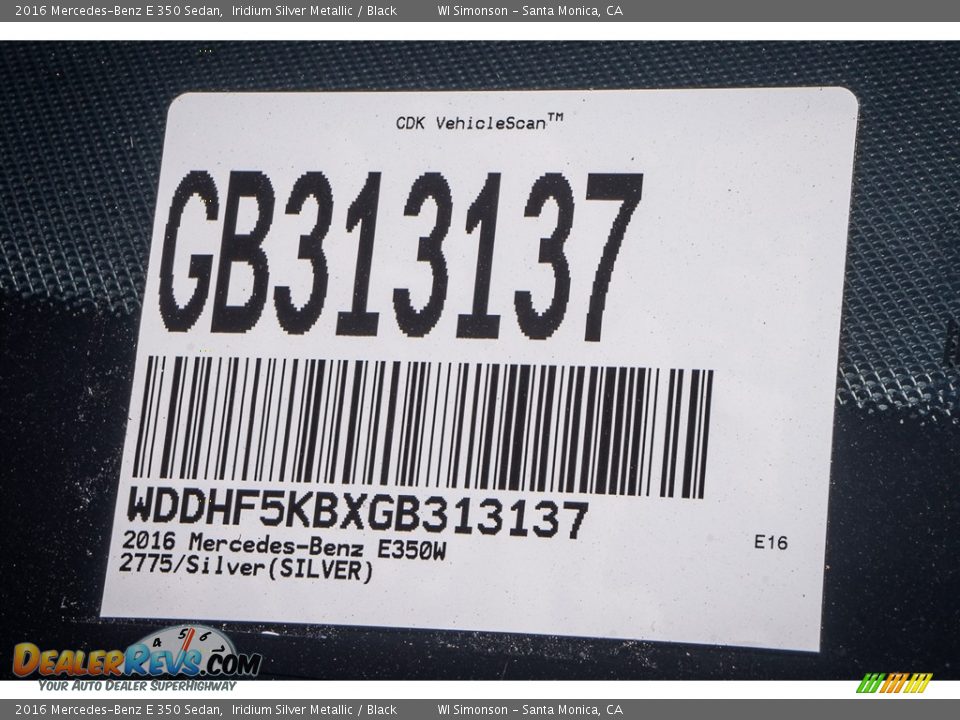 2016 Mercedes-Benz E 350 Sedan Iridium Silver Metallic / Black Photo #8