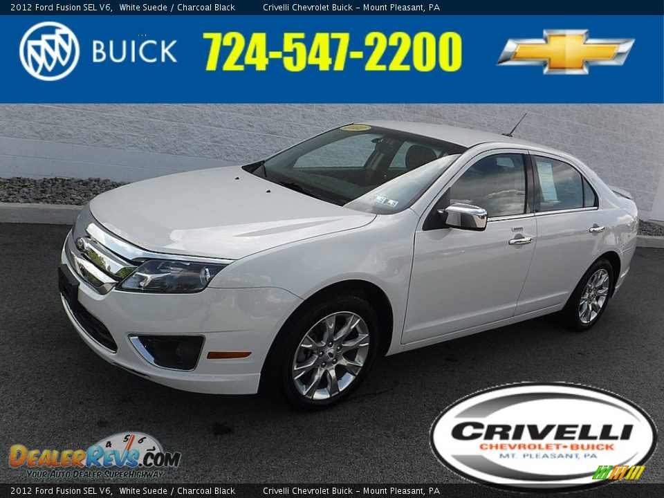 2012 Ford Fusion SEL V6 White Suede / Charcoal Black Photo #1