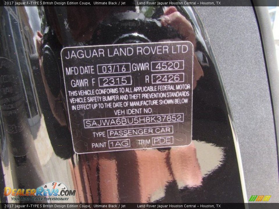 2017 Jaguar F-TYPE S British Design Edition Coupe Ultimate Black / Jet Photo #18