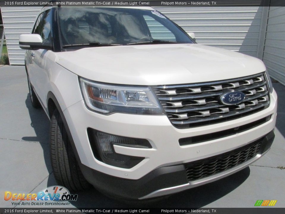 2016 Ford Explorer Limited White Platinum Metallic Tri-Coat / Medium Light Camel Photo #1