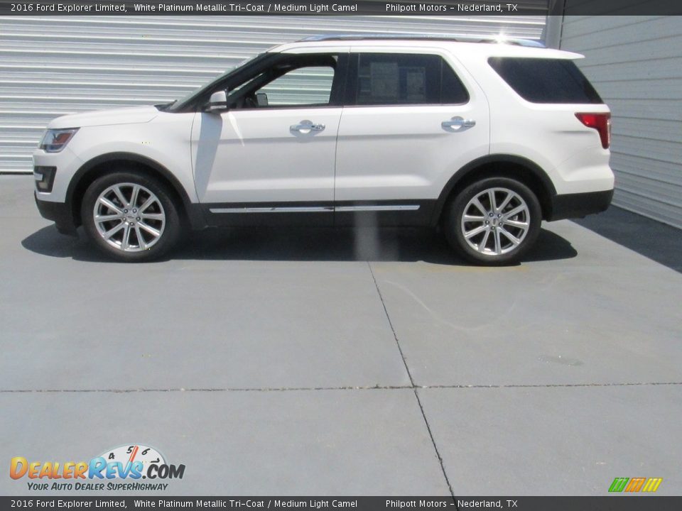 2016 Ford Explorer Limited White Platinum Metallic Tri-Coat / Medium Light Camel Photo #3