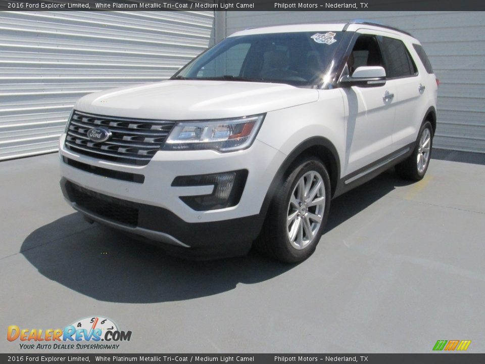 2016 Ford Explorer Limited White Platinum Metallic Tri-Coat / Medium Light Camel Photo #4