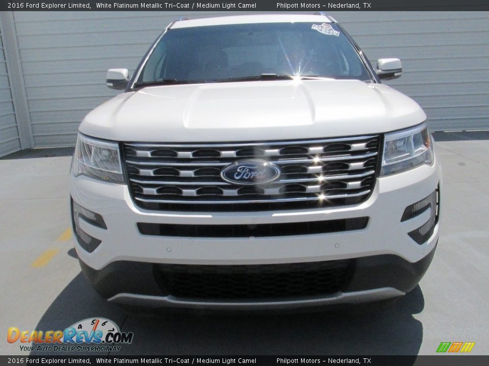 2016 Ford Explorer Limited White Platinum Metallic Tri-Coat / Medium Light Camel Photo #5