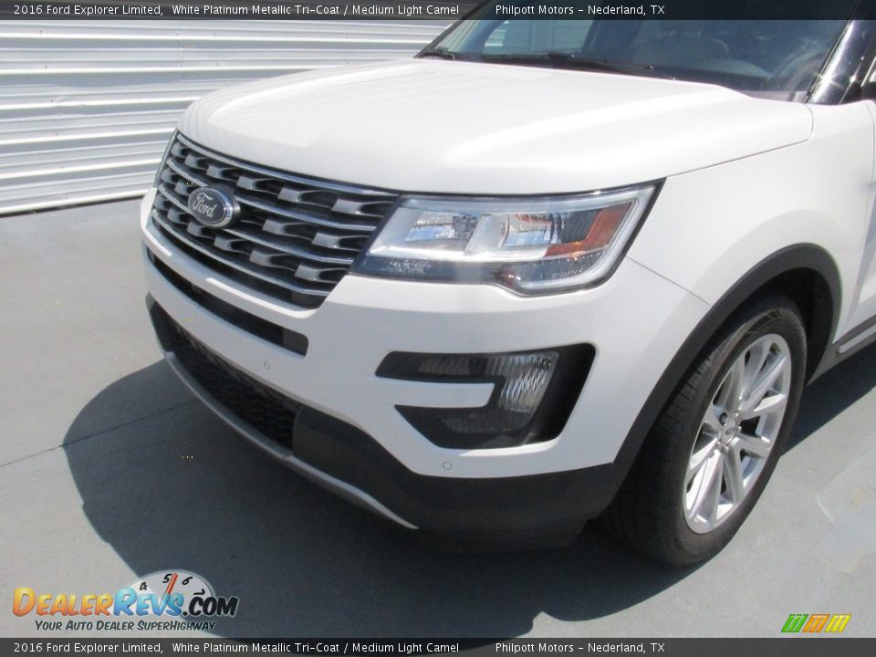2016 Ford Explorer Limited White Platinum Metallic Tri-Coat / Medium Light Camel Photo #7