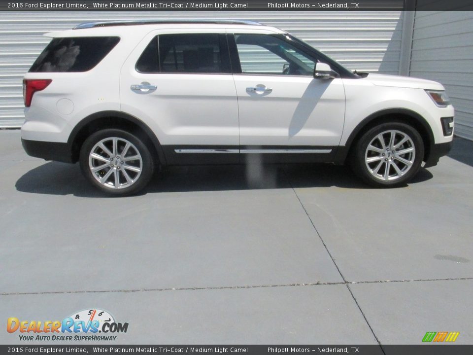 2016 Ford Explorer Limited White Platinum Metallic Tri-Coat / Medium Light Camel Photo #8
