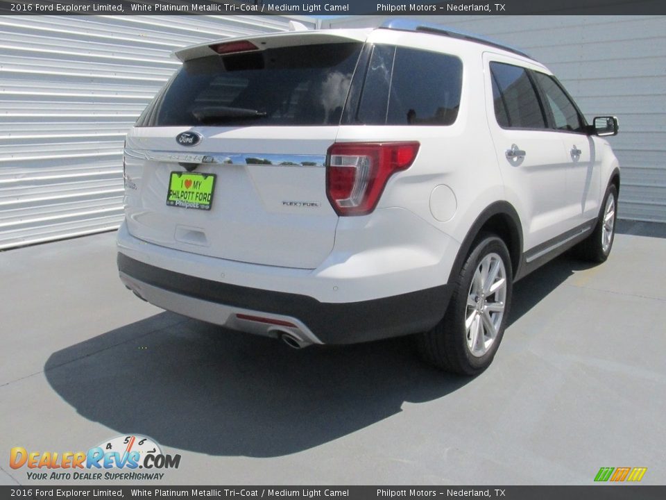 2016 Ford Explorer Limited White Platinum Metallic Tri-Coat / Medium Light Camel Photo #9