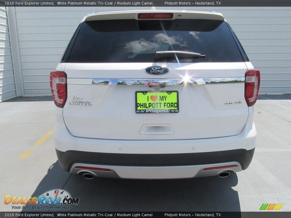 2016 Ford Explorer Limited White Platinum Metallic Tri-Coat / Medium Light Camel Photo #10