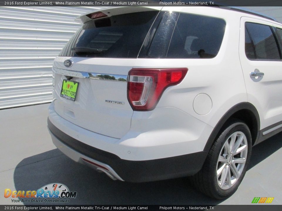 2016 Ford Explorer Limited White Platinum Metallic Tri-Coat / Medium Light Camel Photo #12