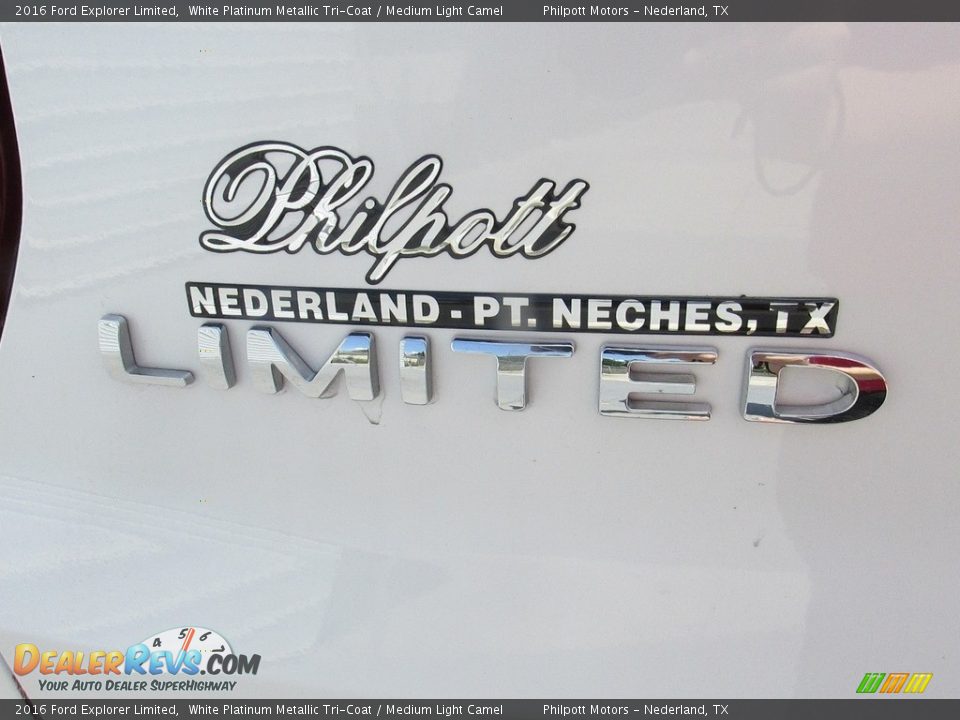 2016 Ford Explorer Limited White Platinum Metallic Tri-Coat / Medium Light Camel Photo #15