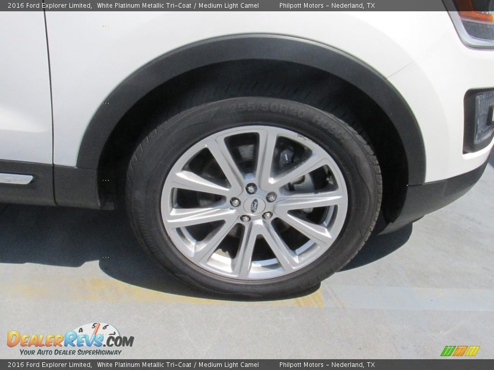 2016 Ford Explorer Limited White Platinum Metallic Tri-Coat / Medium Light Camel Photo #17