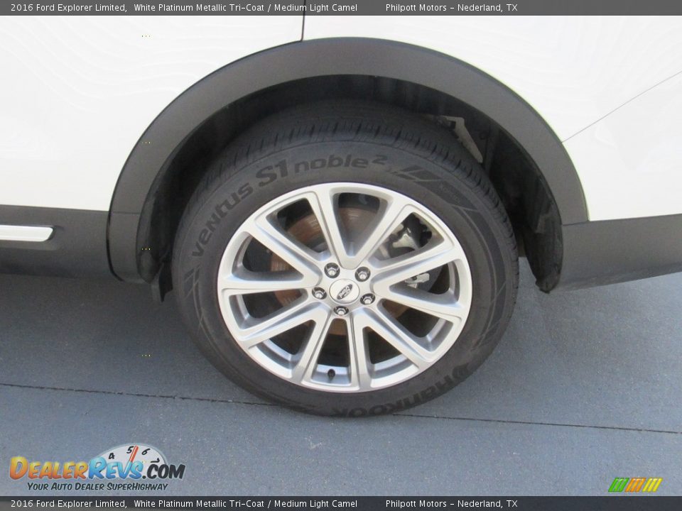 2016 Ford Explorer Limited White Platinum Metallic Tri-Coat / Medium Light Camel Photo #19