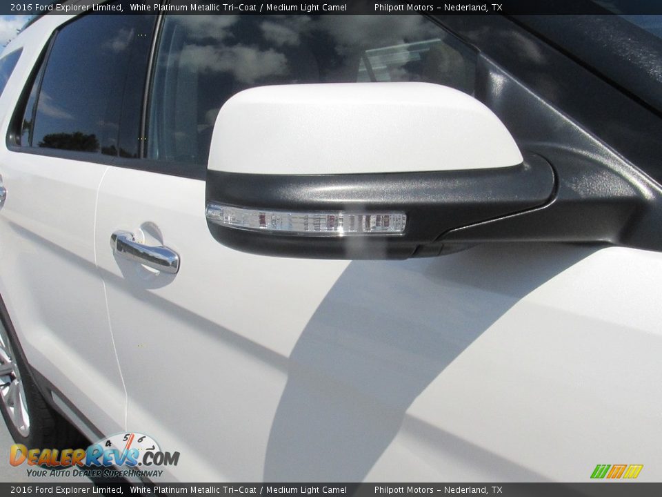 2016 Ford Explorer Limited White Platinum Metallic Tri-Coat / Medium Light Camel Photo #24