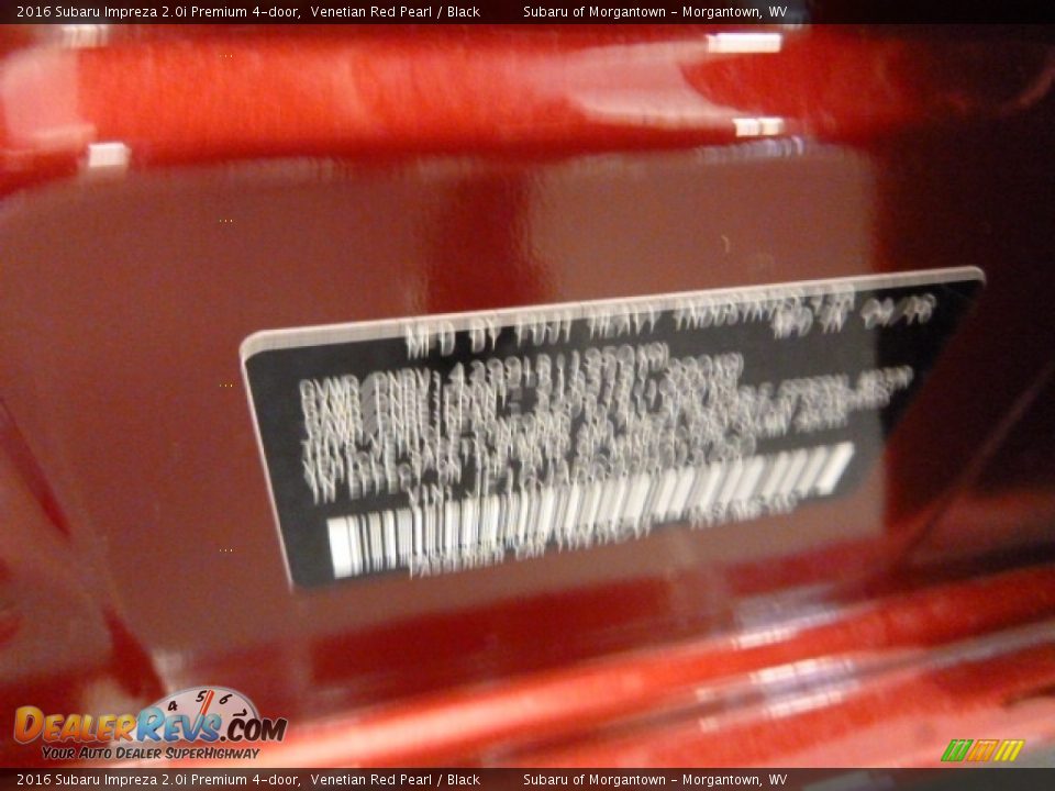 2016 Subaru Impreza 2.0i Premium 4-door Venetian Red Pearl / Black Photo #13