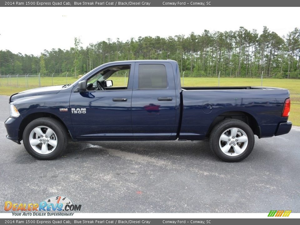 2014 Ram 1500 Express Quad Cab Blue Streak Pearl Coat / Black/Diesel Gray Photo #6