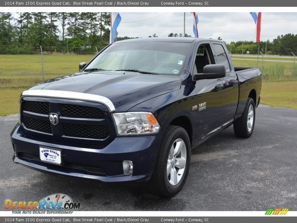 2014 Ram 1500 Express Quad Cab Blue Streak Pearl Coat / Black/Diesel Gray Photo #7