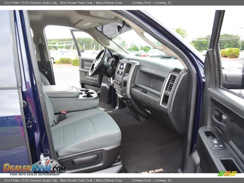 2014 Ram 1500 Express Quad Cab Blue Streak Pearl Coat / Black/Diesel Gray Photo #22
