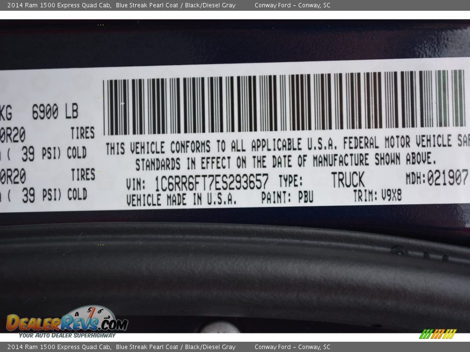2014 Ram 1500 Express Quad Cab Blue Streak Pearl Coat / Black/Diesel Gray Photo #28