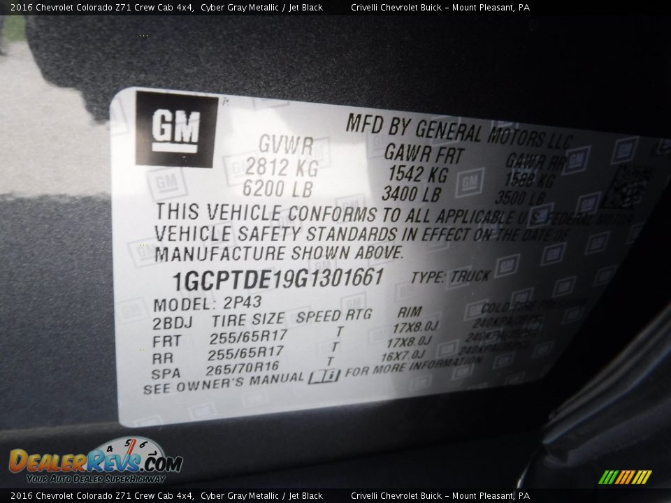 2016 Chevrolet Colorado Z71 Crew Cab 4x4 Cyber Gray Metallic / Jet Black Photo #25