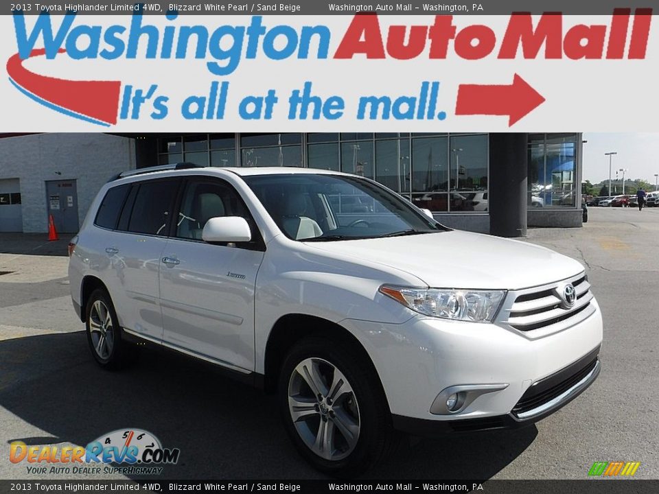 2013 Toyota Highlander Limited 4WD Blizzard White Pearl / Sand Beige Photo #1