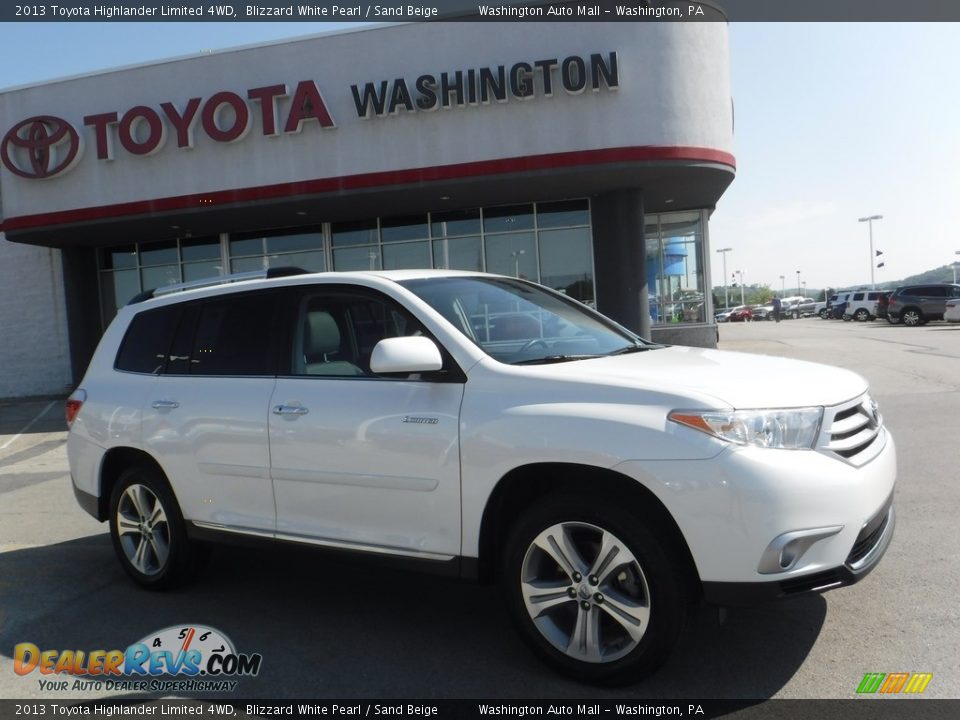 2013 Toyota Highlander Limited 4WD Blizzard White Pearl / Sand Beige Photo #2