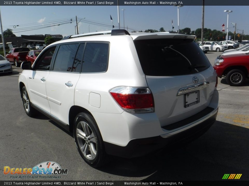 2013 Toyota Highlander Limited 4WD Blizzard White Pearl / Sand Beige Photo #8