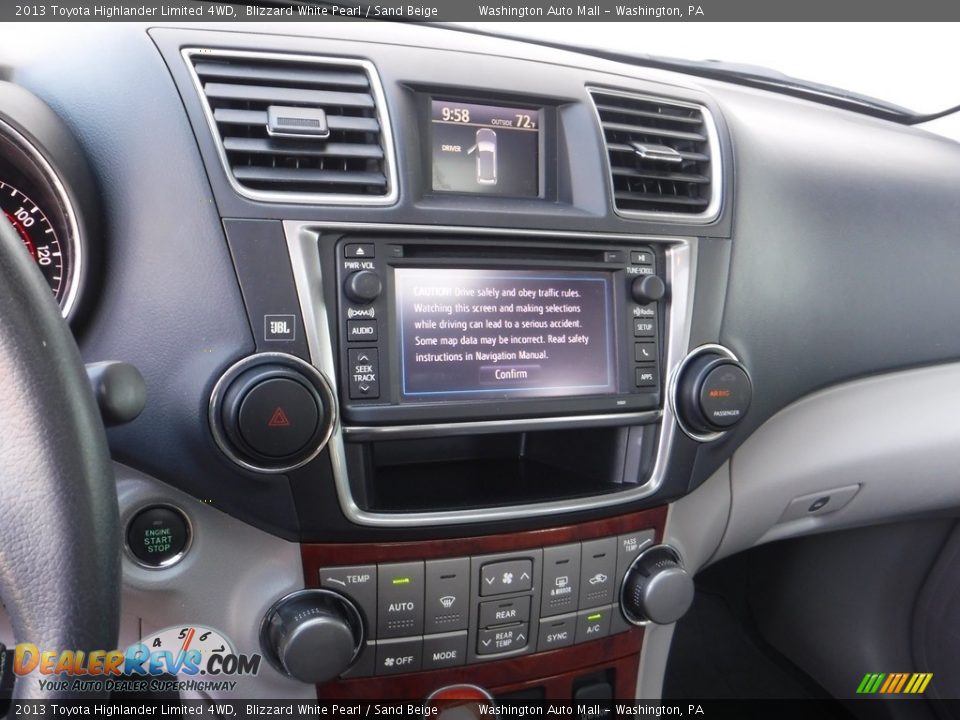 2013 Toyota Highlander Limited 4WD Blizzard White Pearl / Sand Beige Photo #17