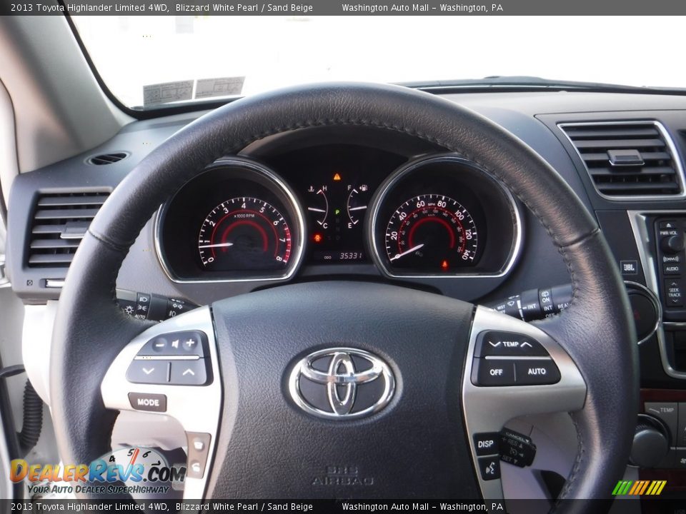 2013 Toyota Highlander Limited 4WD Blizzard White Pearl / Sand Beige Photo #22