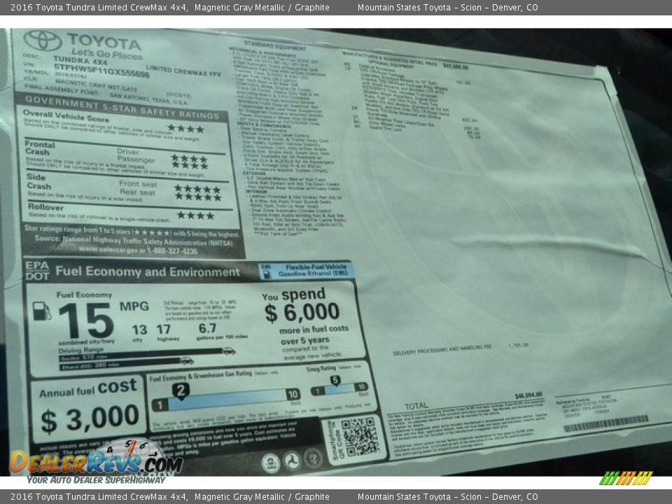 2016 Toyota Tundra Limited CrewMax 4x4 Magnetic Gray Metallic / Graphite Photo #10