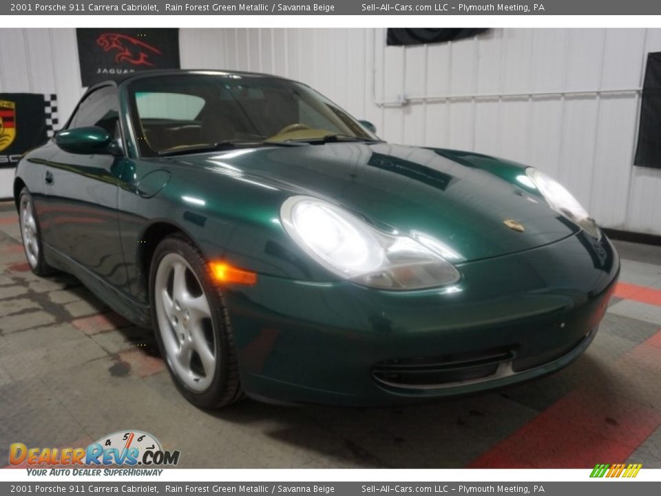 2001 Porsche 911 Carrera Cabriolet Rain Forest Green Metallic / Savanna Beige Photo #5