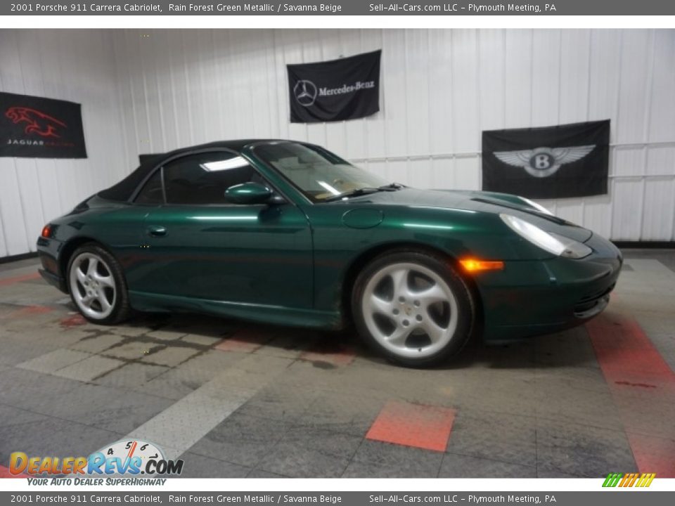 2001 Porsche 911 Carrera Cabriolet Rain Forest Green Metallic / Savanna Beige Photo #6