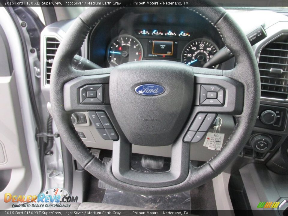 2016 Ford F150 XLT SuperCrew Ingot Silver / Medium Earth Gray Photo #31