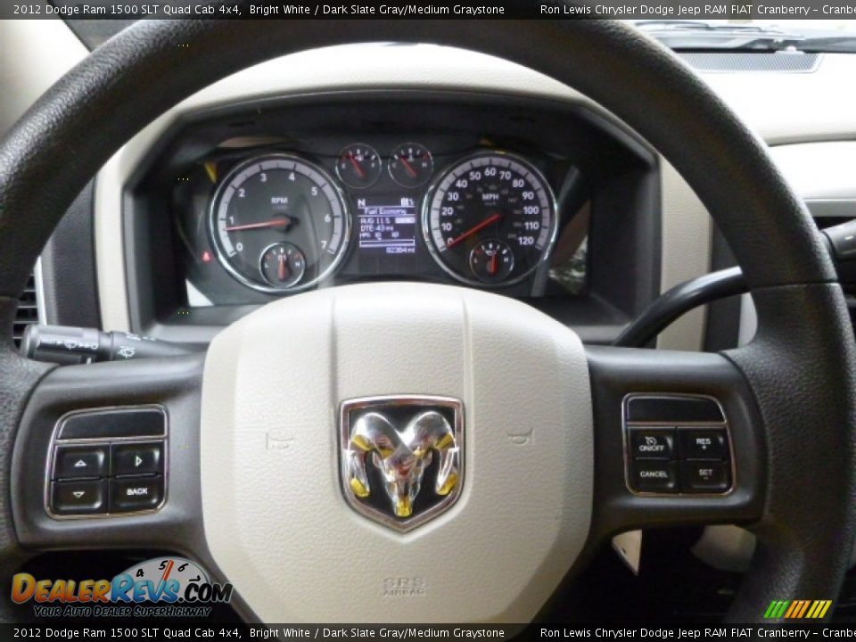 2012 Dodge Ram 1500 SLT Quad Cab 4x4 Bright White / Dark Slate Gray/Medium Graystone Photo #18
