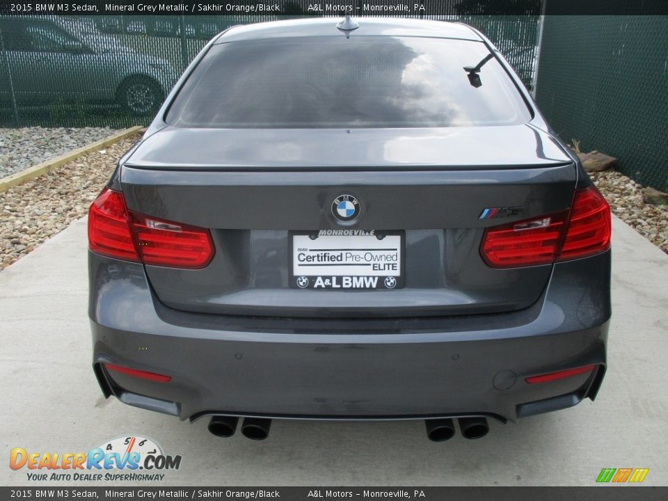 2015 BMW M3 Sedan Mineral Grey Metallic / Sakhir Orange/Black Photo #9