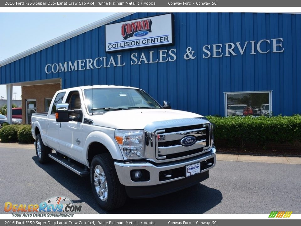 2016 Ford F250 Super Duty Lariat Crew Cab 4x4 White Platinum Metallic / Adobe Photo #7