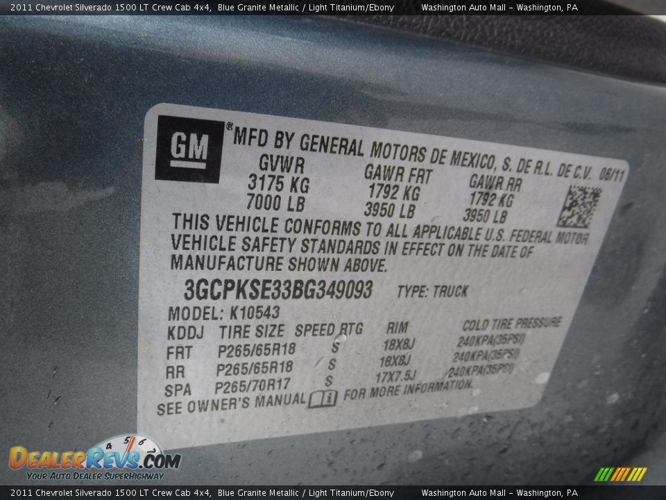 2011 Chevrolet Silverado 1500 LT Crew Cab 4x4 Blue Granite Metallic / Light Titanium/Ebony Photo #24