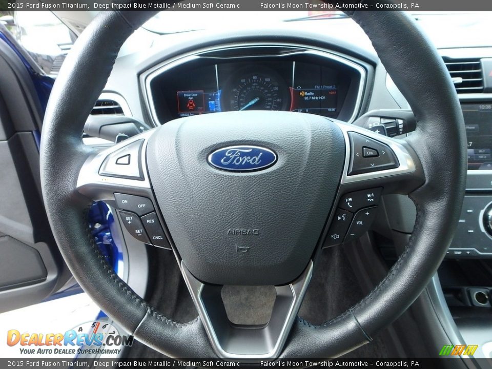 2015 Ford Fusion Titanium Deep Impact Blue Metallic / Medium Soft Ceramic Photo #21
