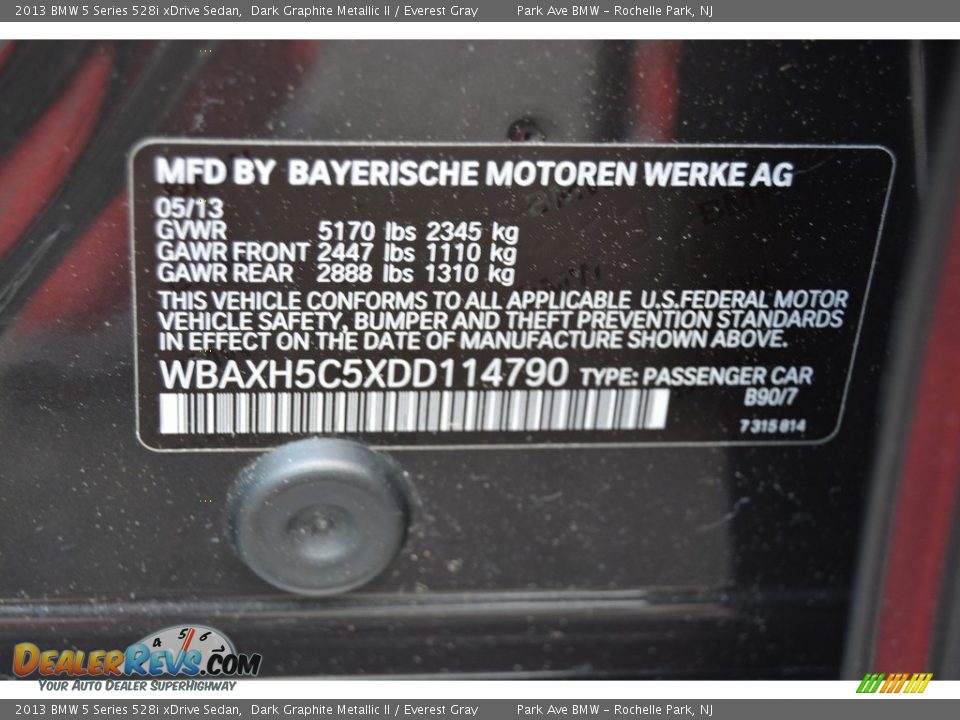 2013 BMW 5 Series 528i xDrive Sedan Dark Graphite Metallic II / Everest Gray Photo #32