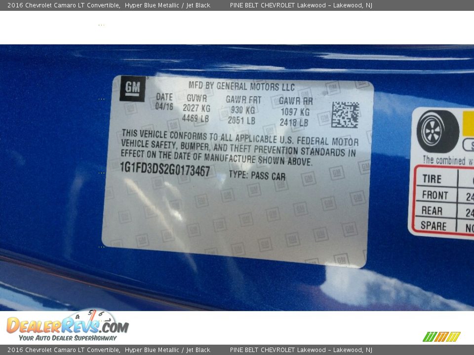 2016 Chevrolet Camaro LT Convertible Hyper Blue Metallic / Jet Black Photo #8